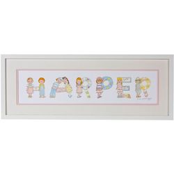 Child's Small Framed Name Art in Children's Characters