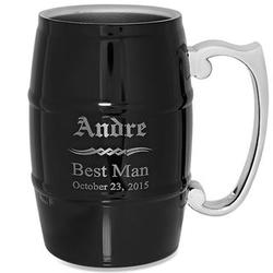 Personalized Groomsman Black Steel Barrel Beer Mug