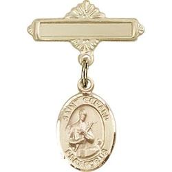 14kt Gold Filled Baby Badge With St. Gerard Charm