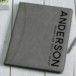 Personalized Bold Full Pad Portfolio in Charcoal