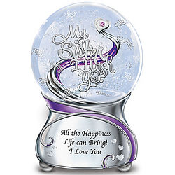 My Sister I Wish You Musical Glitter Globe with Poem Card