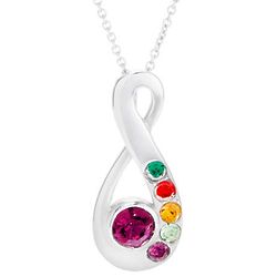6 Stone Silver Infinity Mother's Birthstone Pendant