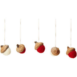 Red and White Acorn Ornaments