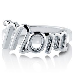 Plain Sterling Silver Mom Script Fashion Ring