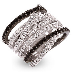Black and White CZ Highway Ring