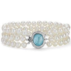 Triple-Strand Baroque Freshwater and Mother of Pearl Bracelet