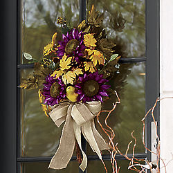 Purple Sunflower Hanging Bouquet with Lights