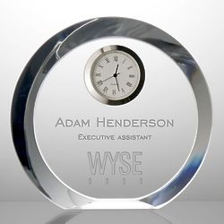 Engraved Round Executive Crystal Clock