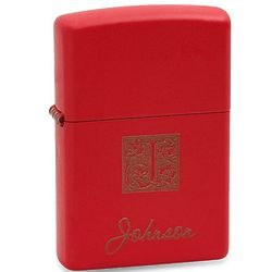 Monogrammed Red Matte Zippo Lighter