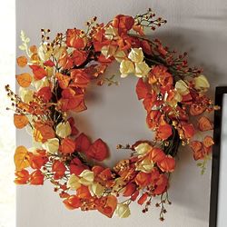 Faux Chinese Lantern Floral Wreath