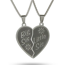 Personalized Sisters Stainless Steel Heart Pendants