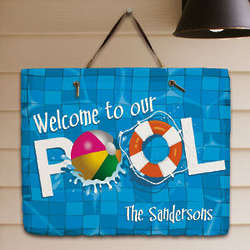 Personalized Swimming Pool Welcome Slate Plaque
