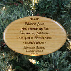 Engraved Christmas In Heaven Memorial Oval Wooden Ornament