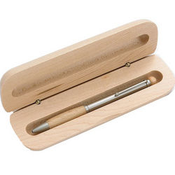 Personalized Maplewood and Nickel Ballpoint Pen with Case