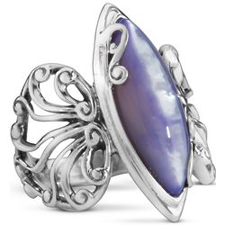 Butterfly Blue Mother of Pearl Marquise Ring