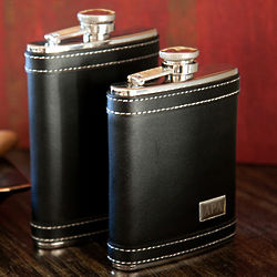 Personalized Wall Street Leather Flask