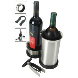 Wine Bottle Cork Screw Set with Counter Top Stand