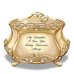 Personalized 22K Gold-Plated Porcelain Music Box for Daughter