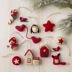12 Felt Christmas Ornaments