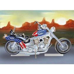 US Flag Motorcycle 3D Jigsaw Woodcraft Kit Puzzle