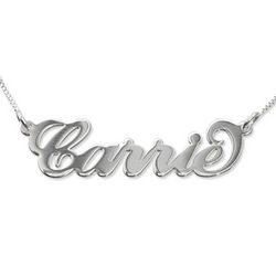 Small 14K White Gold "Carrie" Style Name Necklace