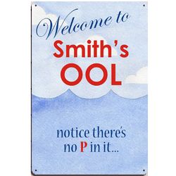 Personalized Pool Welcome Wall Sign in Metal