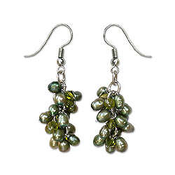 Sweet Green Grapes Pearl Cluster Earrings