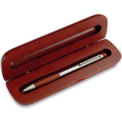 Personalized Rosewood & Nickel Ballpoint Pen with Case