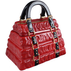 Red Pleated Handbag Cookie Jar