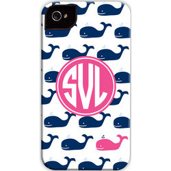 Whale Repeat Personalized Navy Cell Phone Case