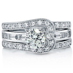 Sterling Silver and Round Cubic Zirconia Solitaire Insert Ring