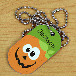 Personalized Halloween Pumpkin Dog Tag