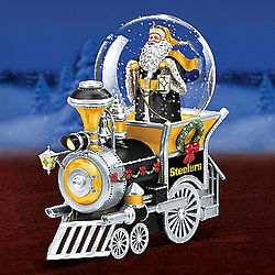 Steelers Santa Leads the Way Snowglobe Locomotive