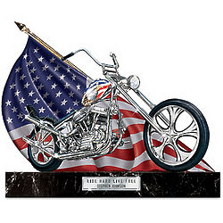 Personalized Patriotic Motorcycle Sculpture