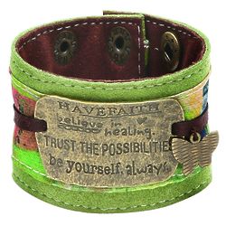 Have Faith Cuff Bracelet in Leather, Suede, Lace, and Metal