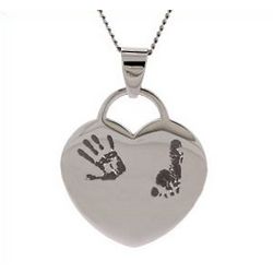 Baby Handprint and Footprint Heart Pendant