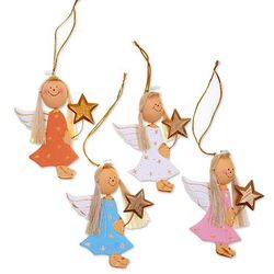 Starlight Angels Wood Ornament Set