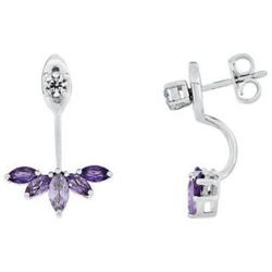 Amethyst and Lab-Created White Sapphire Jacket Earrings