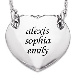 Sister's Engraved Stainless Steel Heart Necklace