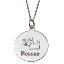 Sterling Silver Engraved Name Happy Dog