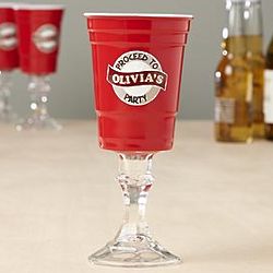 Personalized Red Party Cup Wine Glass