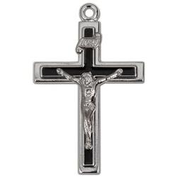 Crucifix Pendant with Black Inlay Necklace