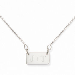 I Choose You Couple's Personalized Initials Silver Bar Necklace