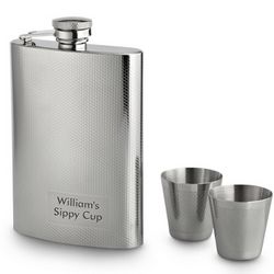 Textured Flask with Shot Glasses
