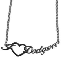 Los Angeles Dodgers Script Heart Necklace