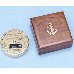 Handcrafted Solid Brass Titanic Compass in Rosewood Box
