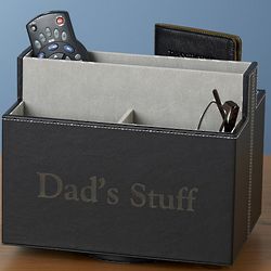 Personalized Remote Control Leather Caddy
