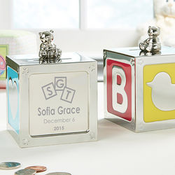 Baby Block Personalized Engraved Bank
