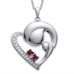 Sterling Silver Motherhood Necklace with CZ Stones