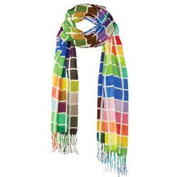 Color Block Scarf With Square Pattern